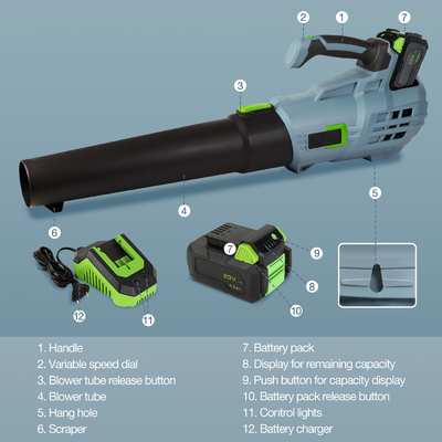 Ventilador de hoja sin cuerda inalámbrico del ventilador de 16000RPM 60Hz con la batería y el cargador